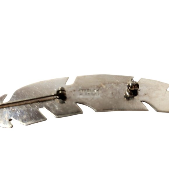 Vintage Navaho Sterling Silver Feather Brooch by Native American Artist W Begay - Picture 11 of 14